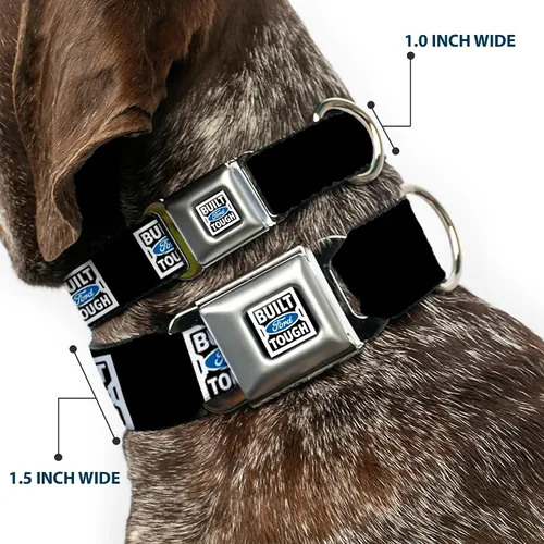 Miniatura 2 de Buckle-Down BUILT FORD TOUGH Logo2 - Collar de perro con hebilla para cinturón de seguridad, negro/blanco/azul, 1 pulgada de ancho, se adapta a