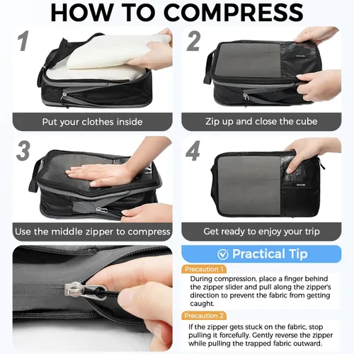 Miniatura 100 de BAGAIL 4 Set/6 Set Ultraligero Compresión Embalaje Cubos Organizador de Embalaje para Accesorios de Viaje Equipaje Maleta Mochila