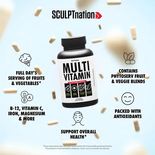 Miniatura 2 de Sculpt Nation by V Shred Multivitamin - Multivitamínico diario para mujeres y hombres con zinc, vitamina C y cobre, apoyo nutricional con una