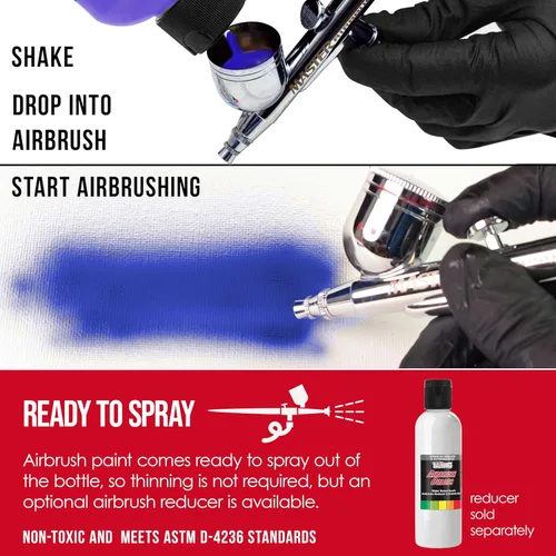Miniatura 3 de U.S. Art Supply Pintura Acrílica Opaca Roja Carmesí Efectos Especiales para Aerógrafo - 8oz Pintura para Aerógrafo Lista para Rociar para Uñas, Rojo