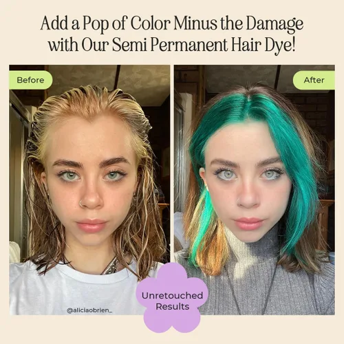 Miniatura 2 de INH Tinte semipermanente para el cabello, acondicionador de depósito de color, tinte verde esmeralda, sin blanqueador ni peróxido, tinte temporal