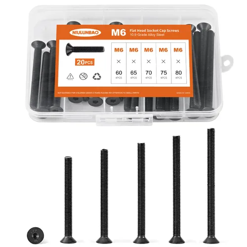 Miniatura 23 de Tornillos avellanados de cabeza plana M6 x 0.787 in, 0.984 in, 1.181 in, 1.378 in, 1.575 in, tornillos avellanados, acero de aleación de grado 10.9