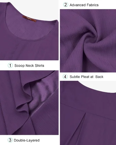 Miniatura 5 de Gaharu Blusa casual sin mangas para mujer, de doble capa, estilo casual, con vuelo