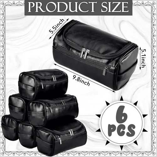 Miniatura 2 de Aliceset Juego de 6 bolsas de aseo de cuero para padrinos de boda con gancho, bolsa de cuero para propuesta de boda con asa lateral, regalo