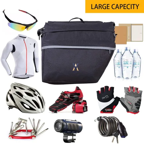Miniatura 6 de Bolsa de Alforja para Bicicleta - Bolsa de Bicicleta de 30L con Borde Reflectante, Resistente al Agua, Bolsas de Asiento Trasero para Bicicleta
