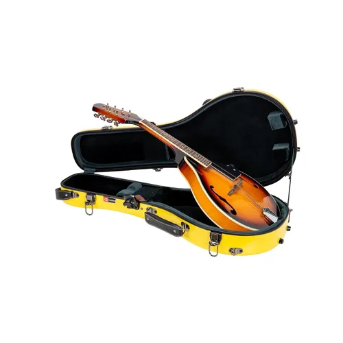 Miniatura 19 de Crossrock Estuche de mandolina de fibra de vidrio – contorneado para estilo F (se adapta a Gibson F5) Brillo plateado, terciopelo verde bosque