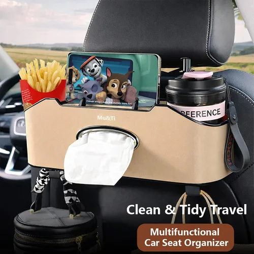 Miniatura 2 de Mu&Ti Organizador de asiento trasero para automóvil, 4+2 en 1, caja de almacenamiento multifuncional para asiento trasero de automóvil con 2
