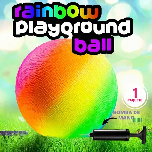 Miniatura 5 de PlayBolt Rainbow Playground Ball - Pelota inflable de goma de 8.5 pulgadas (paquete de 1) para niños y adultos, juegos en interiores y exteriores