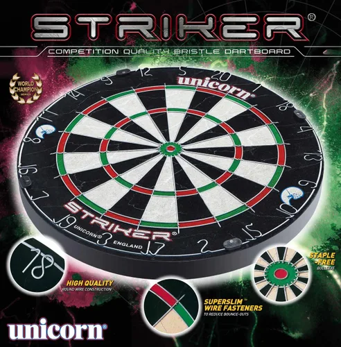 Miniatura 3 de Unicorn Striker, Classic y Contender - Modelos de diana de punta de acero con cerdas de calidad recreativa, anillo de números de metal giratorio