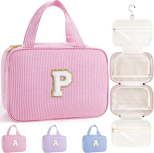 Miniatura 62 de TOPEAST Neceser colgante de viaje, bolsa de aseo personalizada con inicial, regalos de cumpleaños para mamá, hija, hermana, amigas, artículos Púrpura