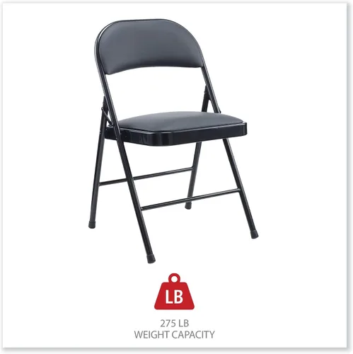 Miniatura 4 de Alera Alera Silla plegable acolchada de poliuretano, soporta hasta 250 libras, asiento negro, respaldo negro, base negra, 4 por caja