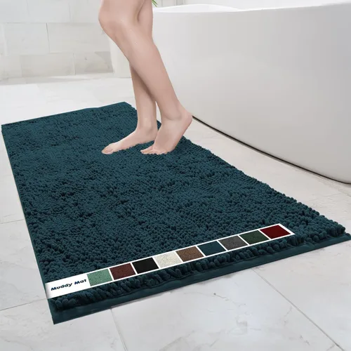 Miniatura 50 de Muddy Mat Alfombras de Baño de Chenilla de Microfibra de Secado Rápido Antideslizantes Lavables, Extra Gruesas, Suaves y Altamente Absorbentes Gris