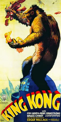 Rompecabezas de madera colorido para adultos, King Kong (rompecabezas de póster de película vintage), 516 piezas. Fabricado en los Estados Unidos