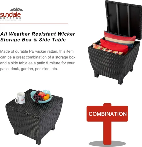 Miniatura 6 de Sundale Outdoor Caja de Almacenamiento Pequeña para Terraza con Tapa, Contenedor de Almacenamiento Exterior Pequeño de 13 Galones para Mangueras