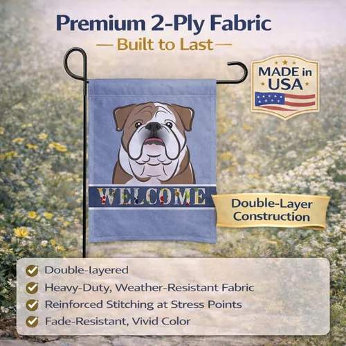 Miniatura 4 de Caroline's Treasures BB1405GF Bandera de jardín de bienvenida de bulldog inglés, Bandera de buzón azul, bandera decorativa para el patio, obra