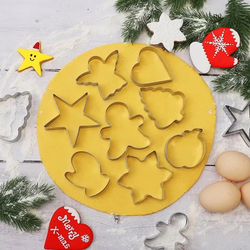 Miniatura 4 de Juego de Cortadores de Galletas de Navidad - 24 Piezas Cortador de Galletas Navideñas con 8 Formas - Hombres de Jengibre, Árbol de Navidad, Copo