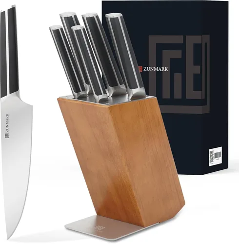 Miniatura 10 de Juego de cuchillos de cocina, juego de cuchillos profesionales de 13 piezas con bloque y afilador, juego de cuchillos de chef afilados, ideal