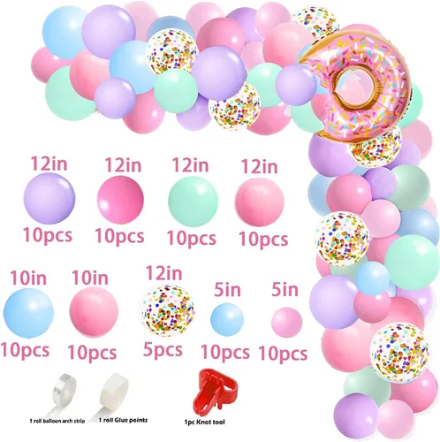 Miniatura 4 de Decoraciones de primer cumpleaños para niña, decoración de primer cumpleaños con telón de fondo, cajas de globos, mantel, decoración de pastel