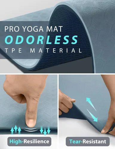 Miniatura 5 de Esterilla de yoga de doble cara antideslizante, 1,83 m x 81 cm x 7 mm - Esterilla de yoga extra ancha y gruesa para mujeres, hombres y niños