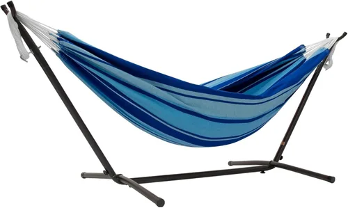 Miniatura 30 de Vivere Hamaca doble con soporte de acero que ahorra espacio, 450 libras de capacidad, incluye bolsa de transporte prémium, natural