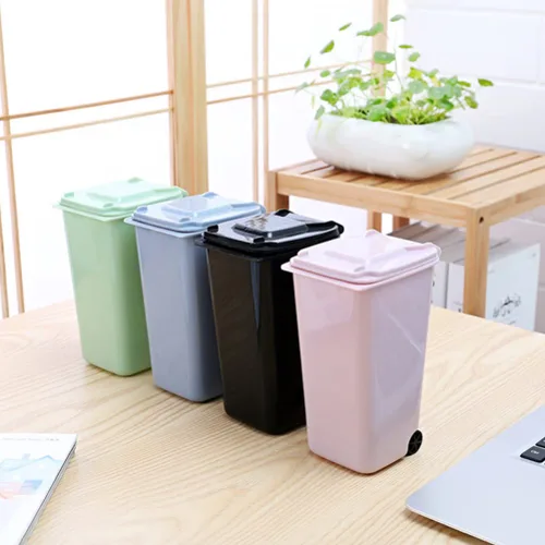 Miniatura 4 de Tofficu 3 piezas Mini bote de basura con tapa, cubo de basura multifuncional de escritorio para oficina y hogar, soporte de basura compacto