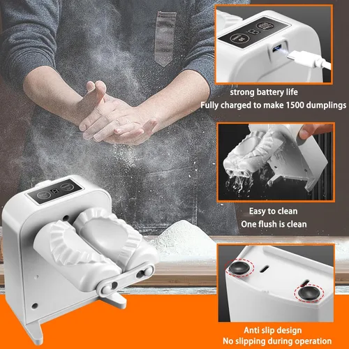 Miniatura 7 de Máquina Automática de Hacer Dumplings Sameme, Fabricante de Dumplings Eléctrico, Prensa de Empanada Removible con 2 Herramientas de Prensado