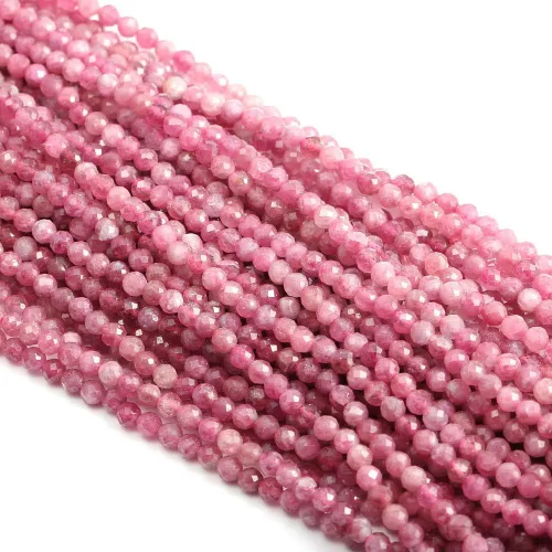 Miniatura 6 de Cuentas de piedra natural de turmalina rosa, cuentas sueltas facetadas para hacer joyas, collares, aretes, anillo, 1 hebra/paquete de 15 pulgadas