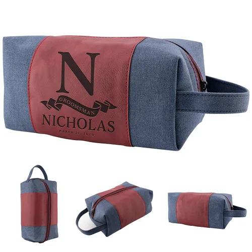 Miniatura 16 de Regalos personalizados para padrinos de boda, bolsas de aseo personalizadas para hombres, regalos de padrino de boda, Beige, Diseño #1, Juego de 3