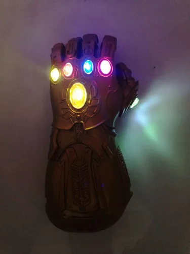 Miniatura 5 de Guante infinito de PVC iluminable para adultos guantes de guantelete de Iron Man Infinity Thanos dorados piedra infinita LED iluminada joya