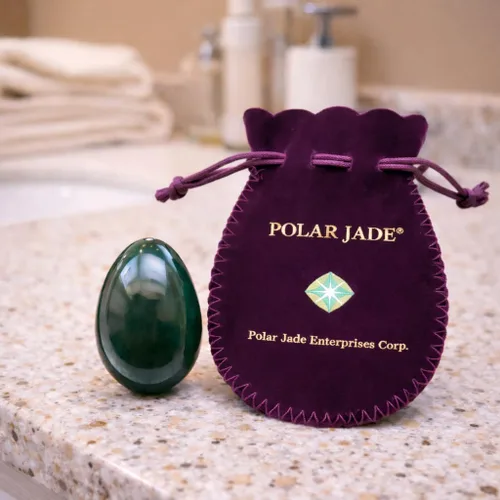 Miniatura 6 de Polar Jade Huevo de piedra hecho de jade nefrita, tamaño mediano (1.693x1.181 in), perforado, con cuerda sin encerar e instrucciones