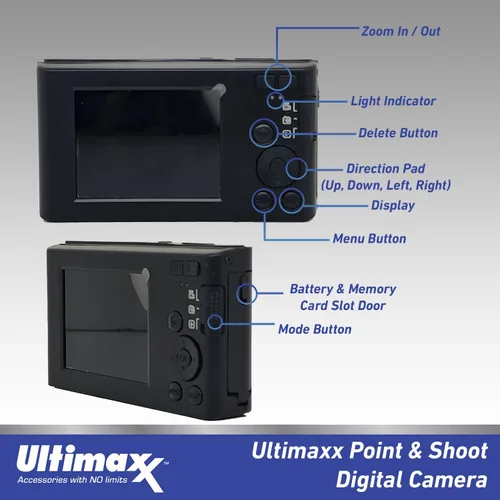 Miniatura 6 de Ultimaxx Cámara digital compacta de 44 MP con zoom digital de 16X, 2.4 LCD de enfoque automático Vlogging YouTube Point & Shoot Cámara digital