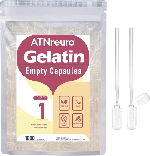 Miniatura 8 de Cápsulas de gelatina vacías tamaño 1 con 2 microcucharas – 500 cápsulas transparentes vacías – Cápsulas de píldora de gel para suplementos en polvo