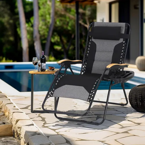 Miniatura 2 de MFSTUDIO Zero Gravity - Juego de 2 sillas de gran tamaño para exteriores, sillas antigravedad para exteriores, silla plegable ajustable con soporte