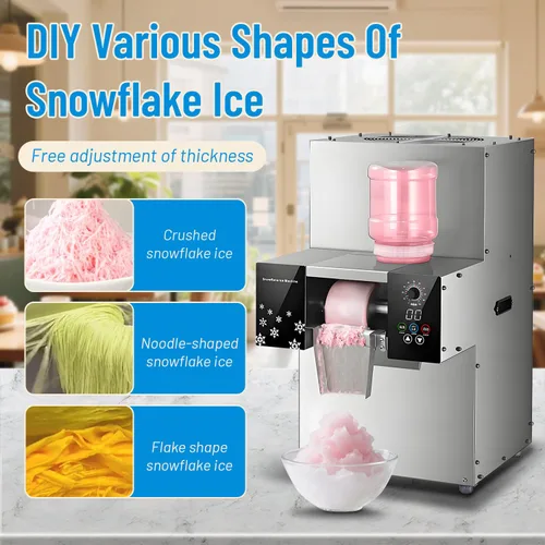 Miniatura 6 de HNZXIB Máquina automática de hielo de copo de nieve Máquina de hielo 440lbs/día Auto trituradora de hielo, afeitadora y máquina de cono de nieve