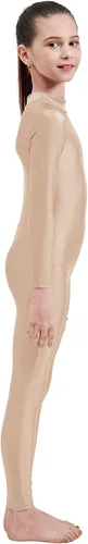 Miniatura 4 de Javly Leotardo de una pieza de elastano de manga larga con cremallera y cuello alto para niñas, disfraz de Navidad