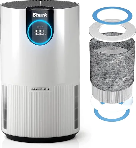 Shark HP102 - Purificador de aire con Nanoseal HEPA, Cleansense IQ, bloqueo de olor, limpia hasta 500 pies cuadrados, color blanco (renovado)