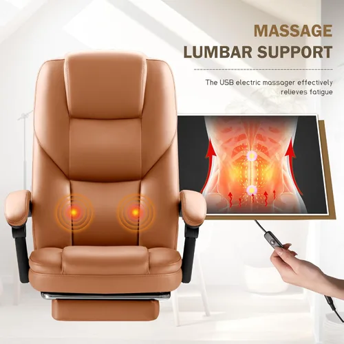 Miniatura 4 de Furmax Silla de oficina ejecutiva con reposapiés, silla de oficina grande y alta, sillas ergonómicas de escritorio de oficina en casa, silla Marrón