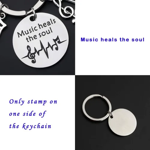 Miniatura 3 de CENWA Regalo para amantes de la música, joyería temática de músico, música cura el alma, llavero de regalo para profesores de música