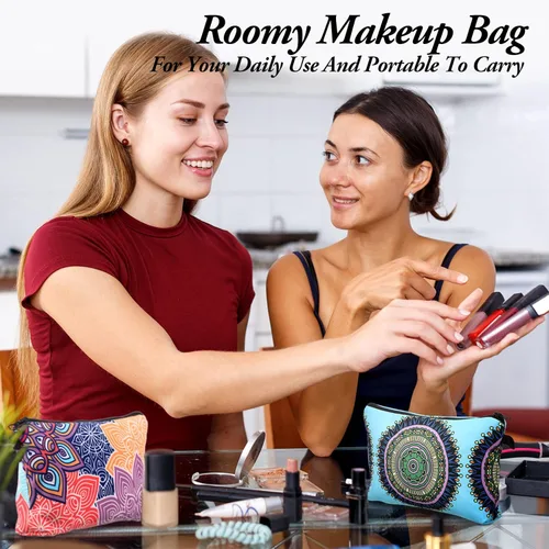 Miniatura 7 de Dunzy 16 bolsas de maquillaje a granel para mujeres, regalos para mamá, bolsas de cosméticos de lona con bolsas con cremallera, organizador