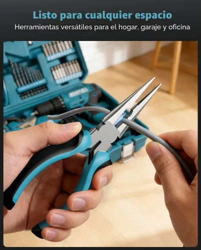 Miniatura 6 de Seesii - Kit de herramientas con taladro inalámbrico de 21V - Juego de herramientas eléctricas de 190 piezas, kit de herramientas manuales con caja