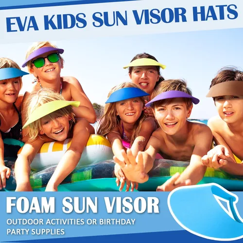 Miniatura 2 de Yahenda Viseras de espuma para niños a granel con bandas de bobina, viseras artesanales, coloridos sombreros de verano para niños y niñas