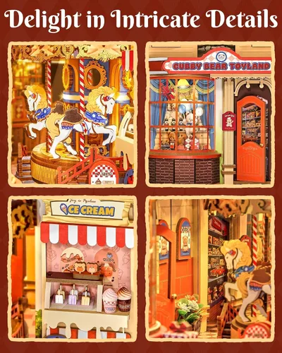 Miniatura 6 de Rolife - Kit de rincón de libros con luces que fluyen y alimentación Type-C - Parque de atracciones de cuento de hadas TGB17 - Kit de casa