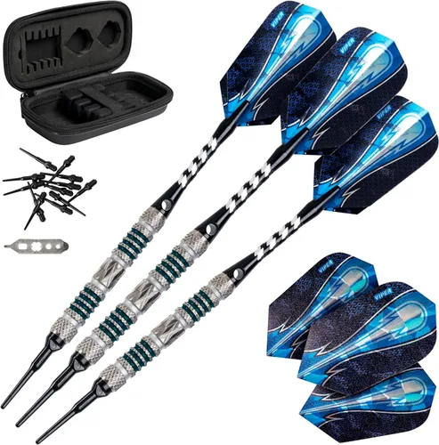 Miniatura 12 de Viper Astro - Juego de dardos de punta suave de 80% tungsteno con estuche anillos azules