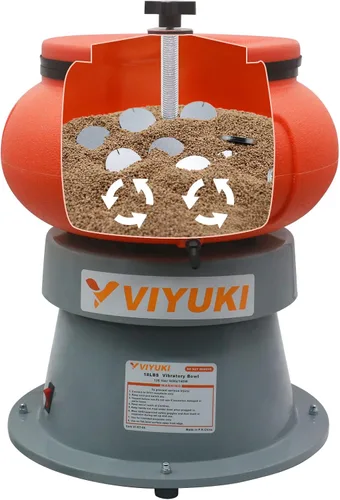 Miniatura 3 de Vaso de pulido vibratorio eléctrico de 18 libras - Máquina de pulido para partes metálicas (18 libras y medio de cáscara de nuez)