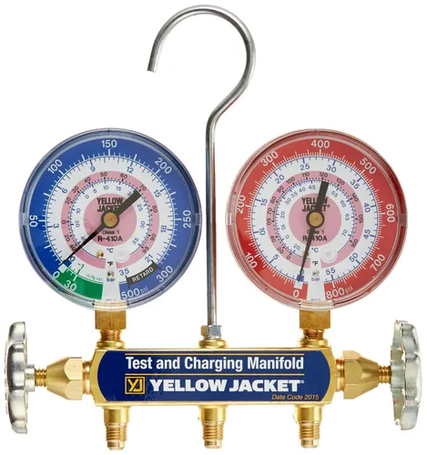 Juego de manómetros mecánicos de chaqueta amarilla, 2 válvulas 42021-1 cada uno