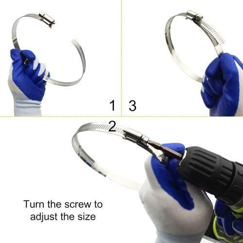 Miniatura 4 de Abrazaderas de conducto de acero inoxidable 304 ajustables de 4 pulgadas para abrazadera de manguera de 4 pulgadas, abrazadera de conducto de aire