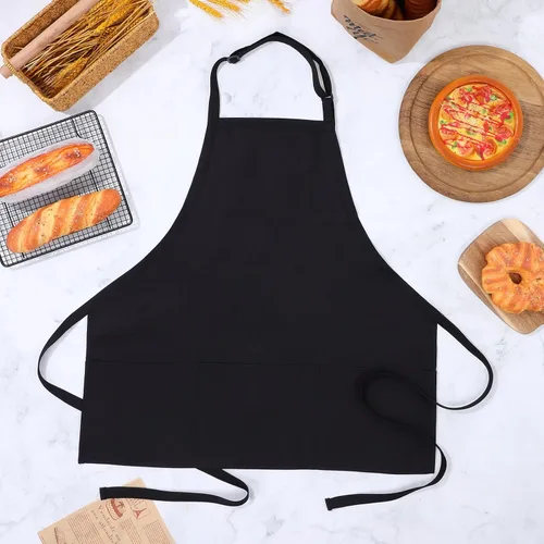 Miniatura 5 de COLLBATH Delantal de servidor impermeable con bolsillos para hombres y mujeres, delantal negro de cosmetología y chef para cocina y pintura