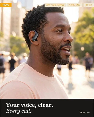 Miniatura 7 de TREBLAB X3 Pro - Auriculares inalámbricos para entrenamiento con ganchos cómodos, Bluetooth 5.3, graves potentes, aislamiento de ruido, 145 horas