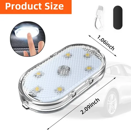Miniatura 2 de Ziciner 2 bombillas LED para interior de coche, bombilla LED inalámbrica súper brillante, bombilla LED festón recargable por USB, accesorios