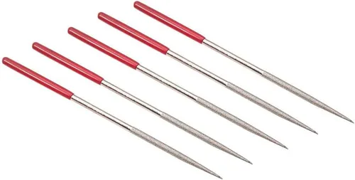 Utoolmart Lima de aguja de diamante, juego de 5 limas de aguja de diamante, herramientas redondas de 0.197 in x 7.087 in, limas de punta pequeña de